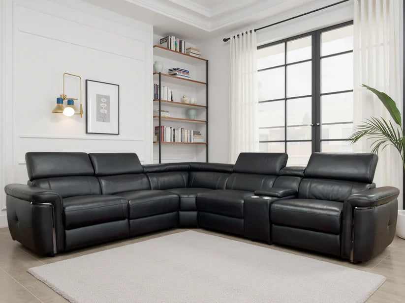 Somerville Electric Recliner Sofa Black Large Corner