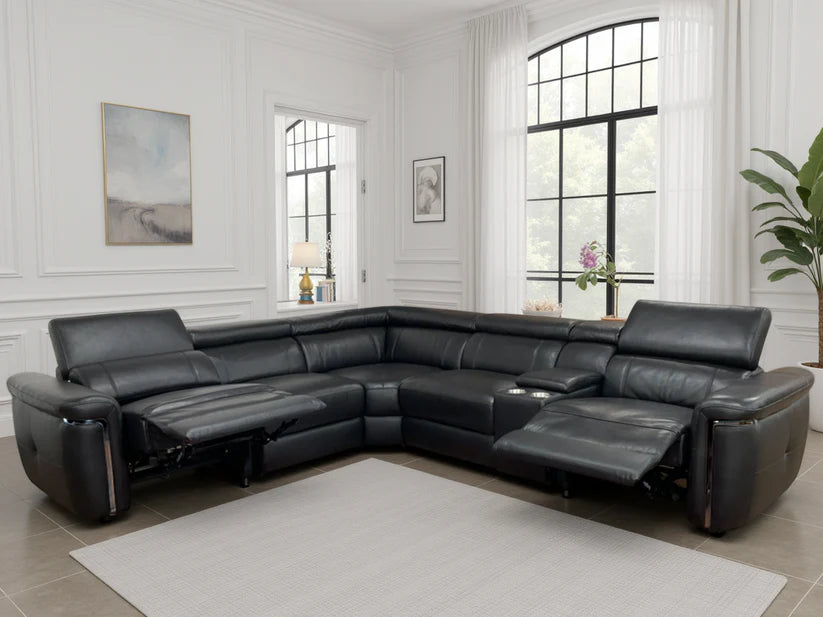 Somerville Electric Recliner Sofa Black Large Corner
