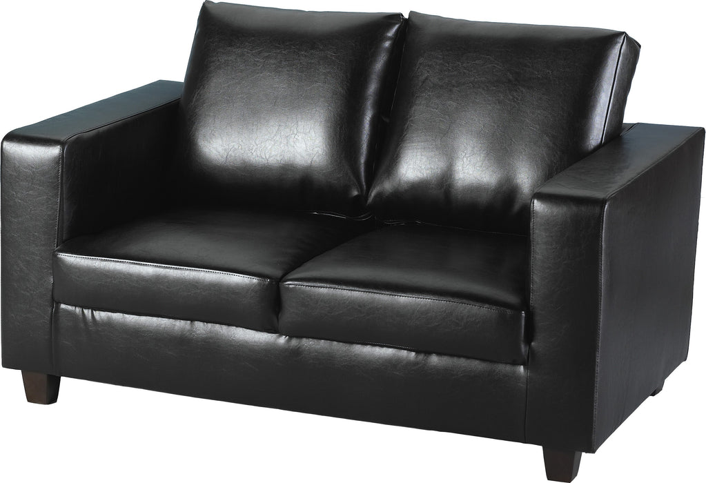 Tempo 2 Seater Sofa-In-A-Box - Black Faux Leather