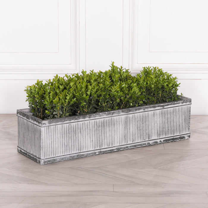 Extra Large Galvanised Metal Window Box Planter – Vintage Distressed Steel Tin Flower Pot for Outdoor or Indoor Use