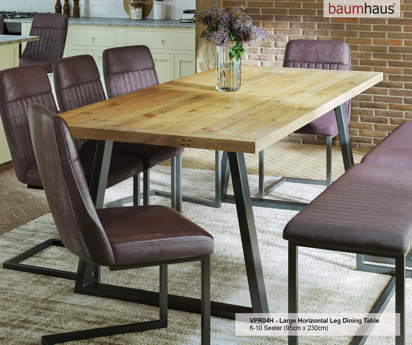 Urban Elegance - Reclaimed large wooden dining table with chairs and bench