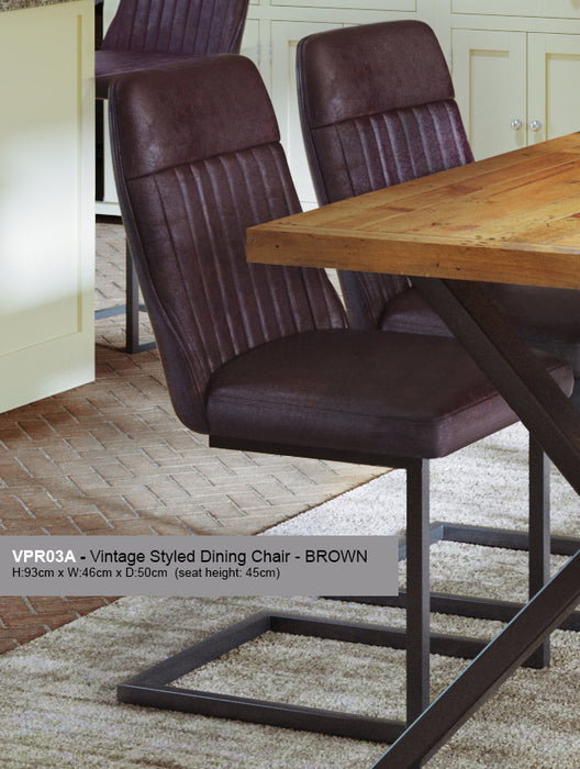 Vintage Styled Brown PU Leather Dining Chair (Pack of Two)