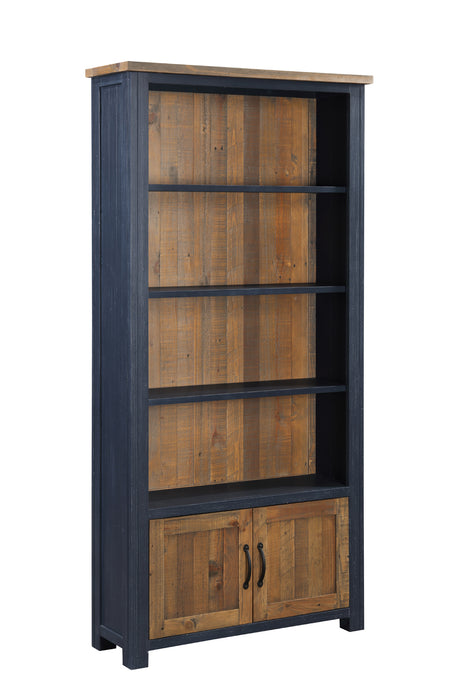 Blue - Large Open Bookcase with Doors