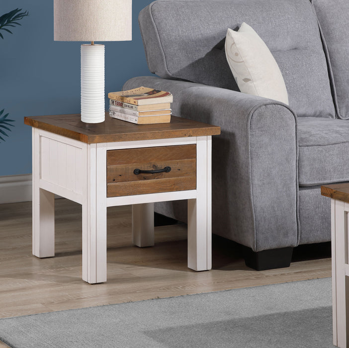White - Lamp Table With drawer
