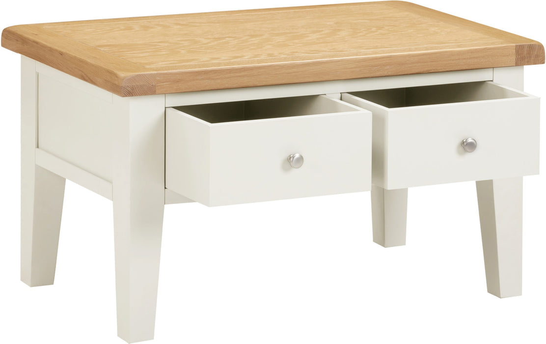 Windsor 2 Drawer Coffee Table - Ivory Oak