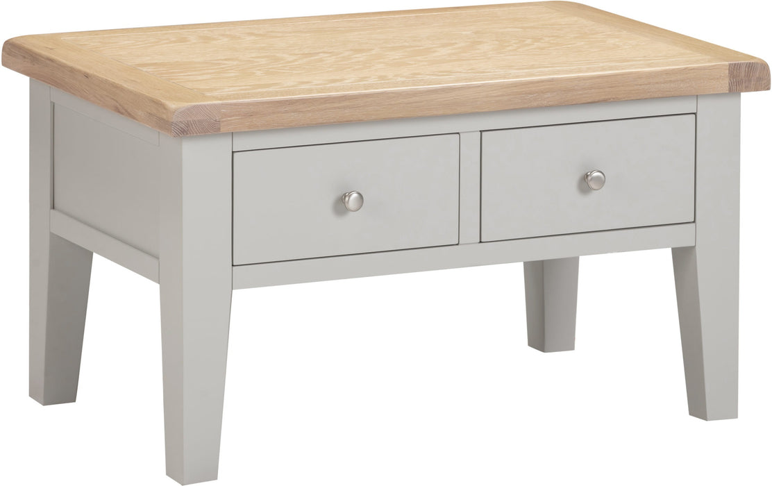 Windsor 2 Drawer Coffee Table - Pebble Grey/ Oak