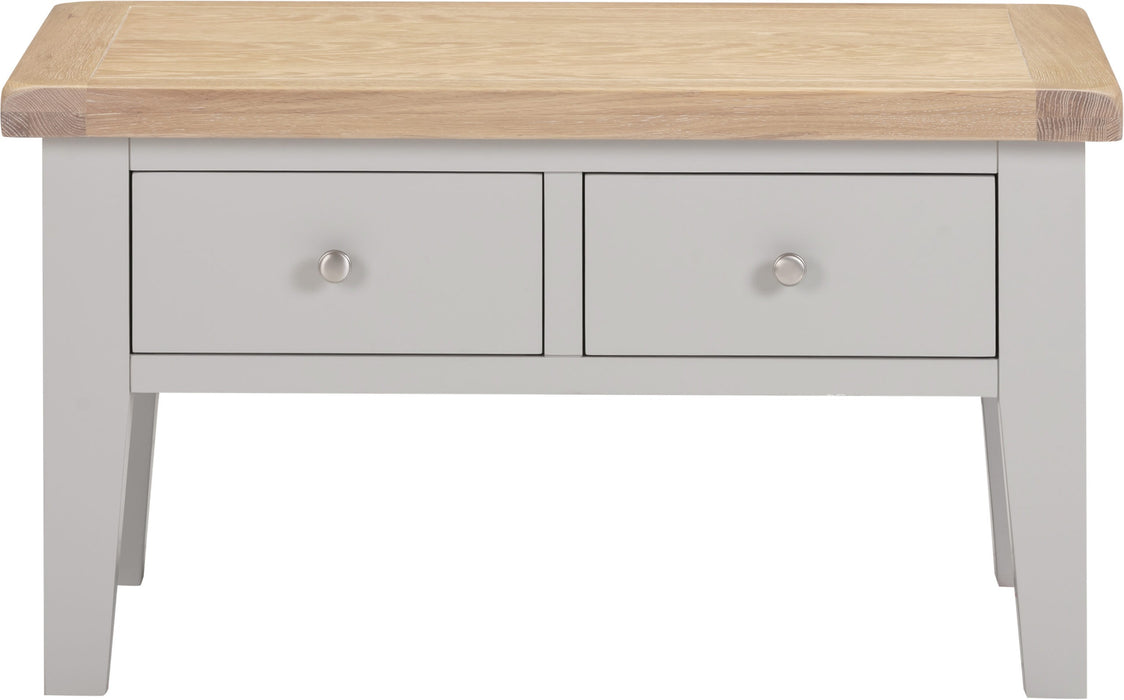 Windsor 2 Drawer Coffee Table - Pebble Grey/ Oak