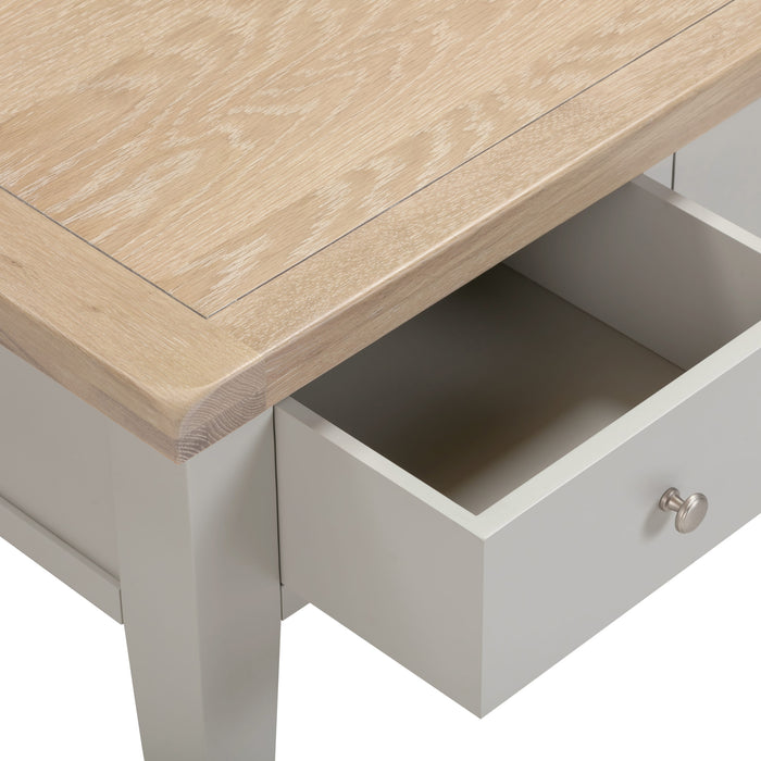 Windsor 2 Drawer Coffee Table - Pebble Grey/ Oak