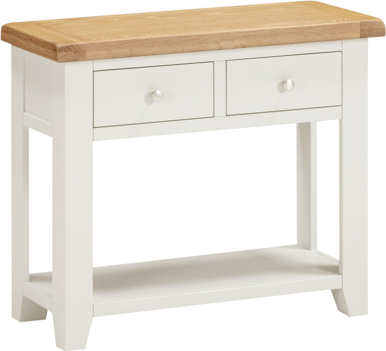 Windsor 2 Drawer Console Table - Ivory/ Oak