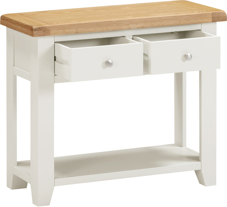 Windsor 2 Drawer Console Table - Ivory/ Oak