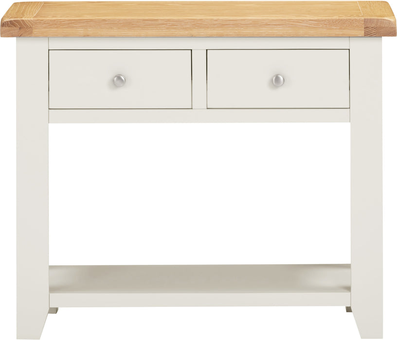 Windsor 2 Drawer Console Table - Ivory/ Oak