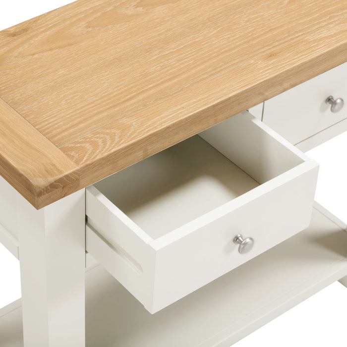 Windsor 2 Drawer Console Table - Ivory/ Oak
