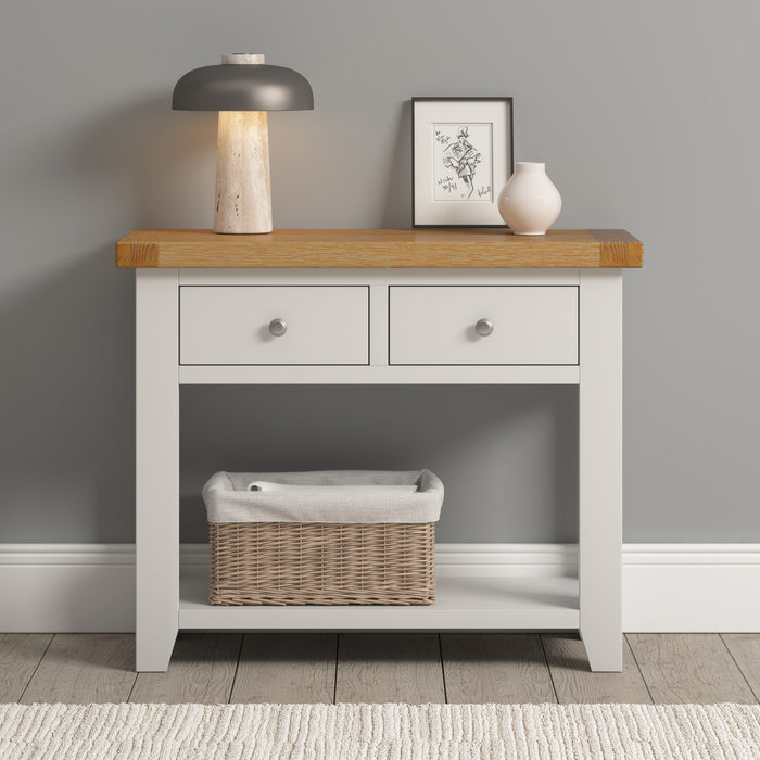 Windsor 2 Drawer Console Table - Ivory/ Oak