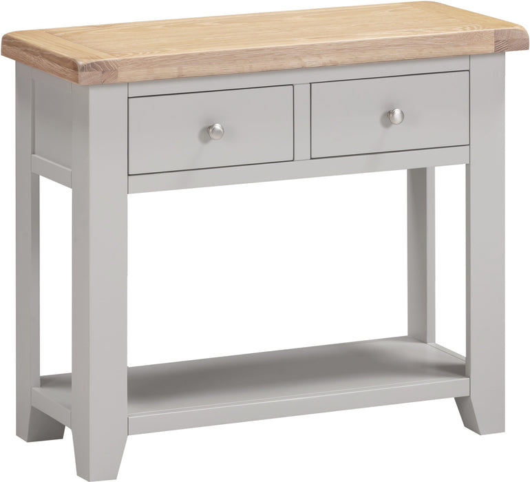Windsor 2 Drawer Console Table - Pebble Grey/Oak
