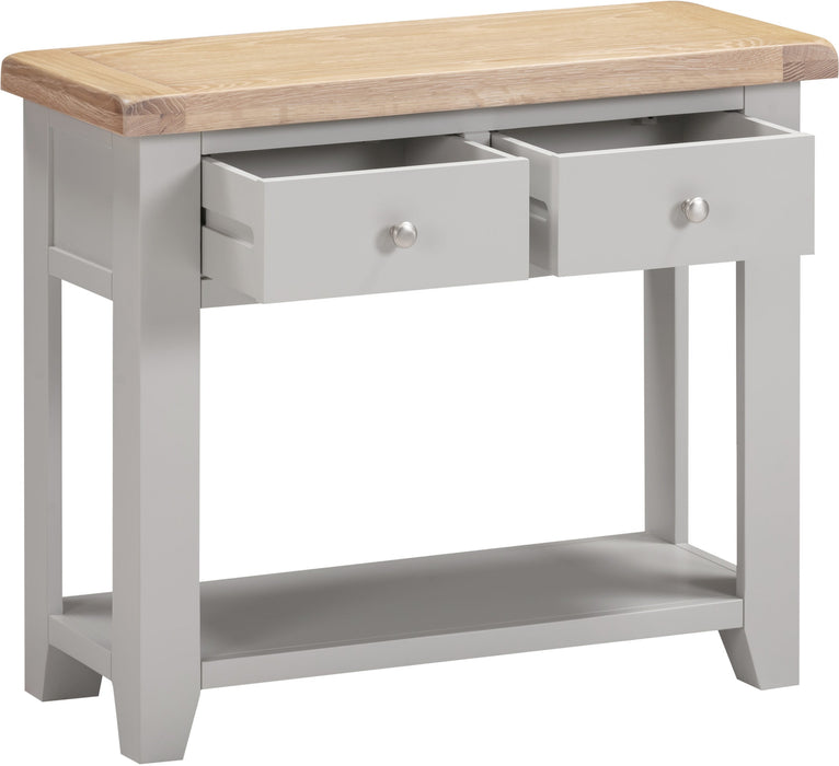 Windsor 2 Drawer Console Table - Pebble Grey/Oak