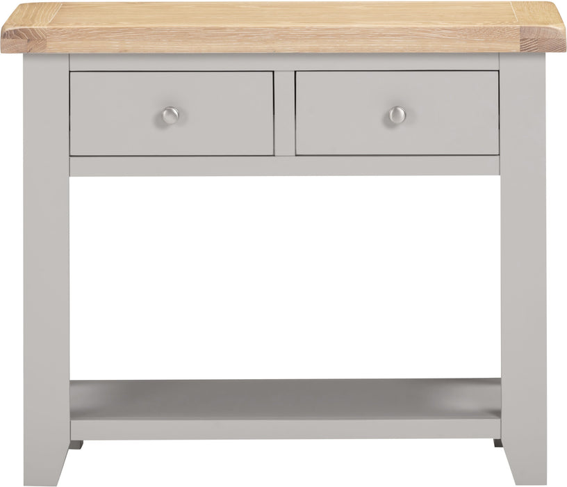 Windsor 2 Drawer Console Table - Pebble Grey/Oak