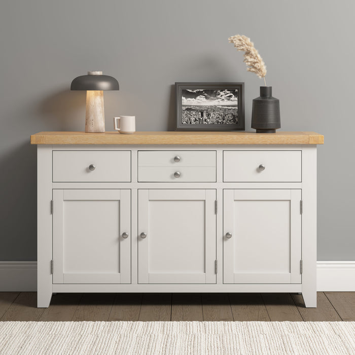 Windsor 3 Door 3 Drawer Sideboard – Ivory/Oak