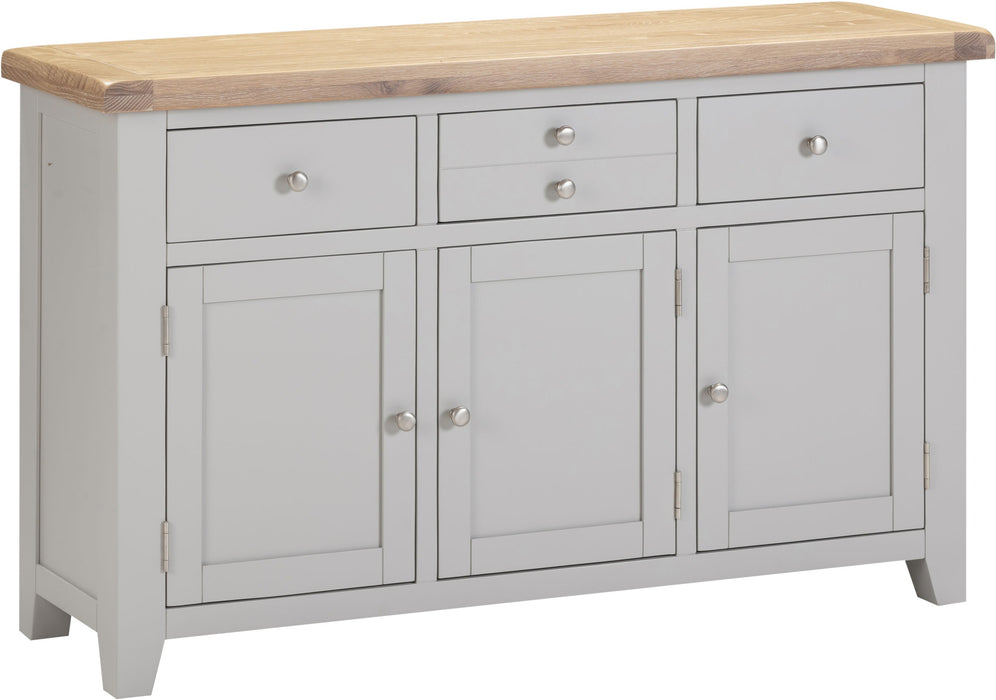 Windsor 3 Door 3 Drawer Sideboard – Pebble Grey/Oak