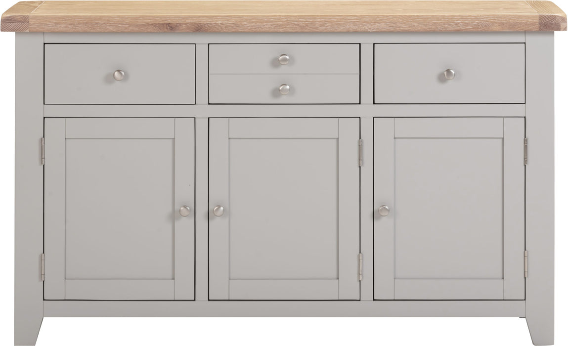 Windsor 3 Door 3 Drawer Sideboard – Pebble Grey/Oak