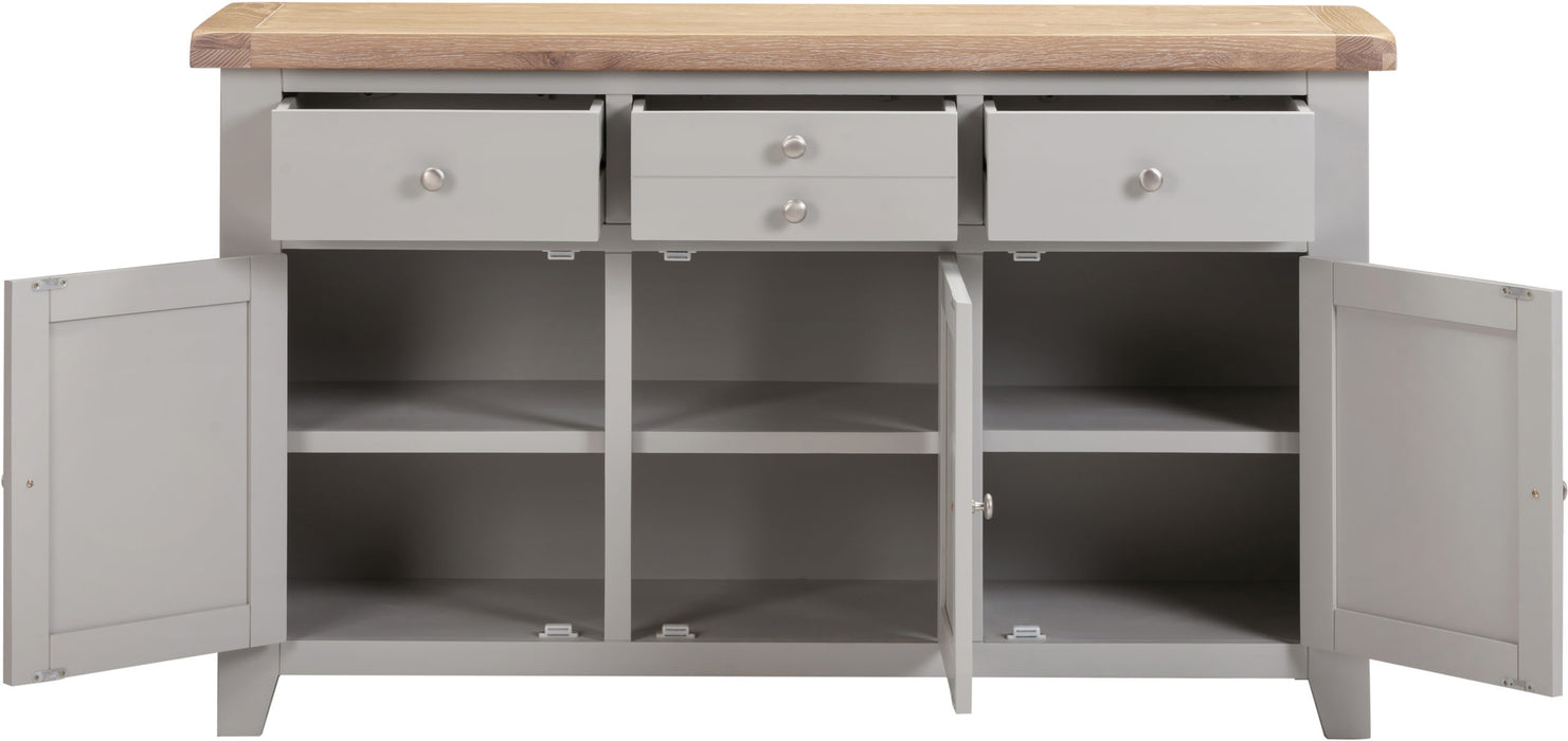 Windsor 3 Door 3 Drawer Sideboard – Pebble Grey/Oak