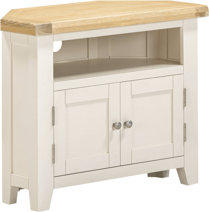 Windsor Corner TV Unit- Ivory/ Oak