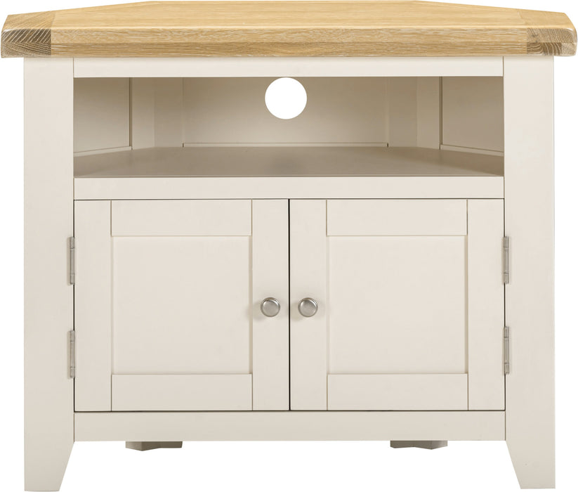 Windsor Corner TV Unit- Ivory/ Oak