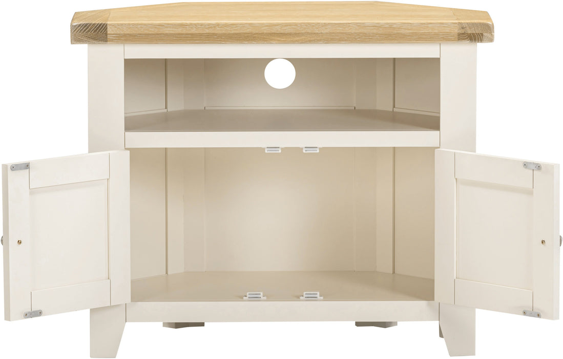 Windsor Corner TV Unit- Ivory/ Oak