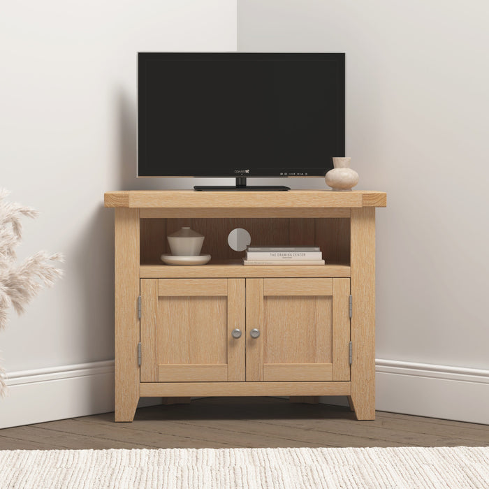 Windsor Corner TV Unit - Natural Oak