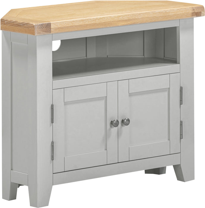 Windsor Corner TV Unit - Pebble Grey/ Oak