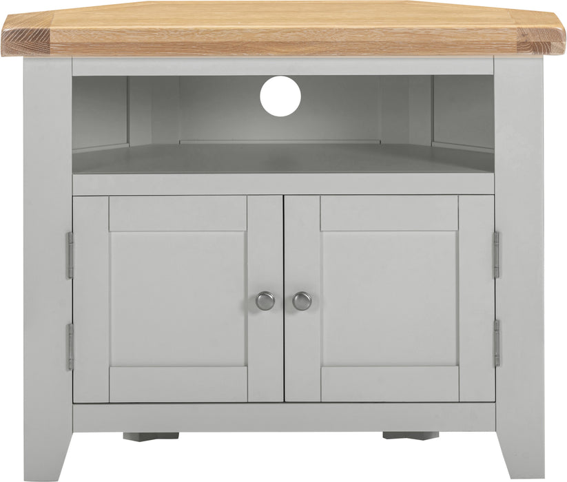 Windsor Corner TV Unit - Pebble Grey/ Oak