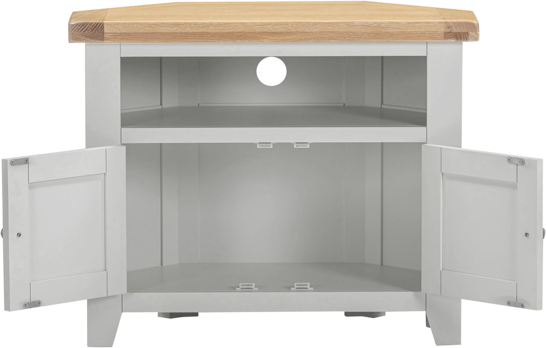 Windsor Corner TV Unit - Pebble Grey/ Oak