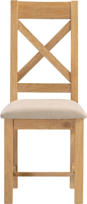 Windsor Cross Back Chair (Box of 2) – Natural Oak/Oat Fabric