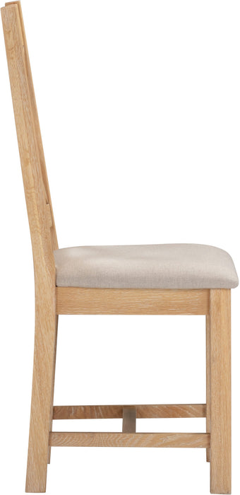 Windsor Cross Back Chair (Box of 2) – Natural Oak/Oat Fabric