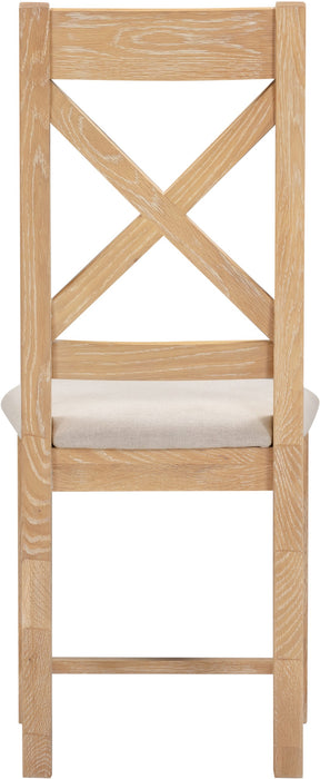 Windsor Cross Back Chair (Box of 2) – Natural Oak/Oat Fabric