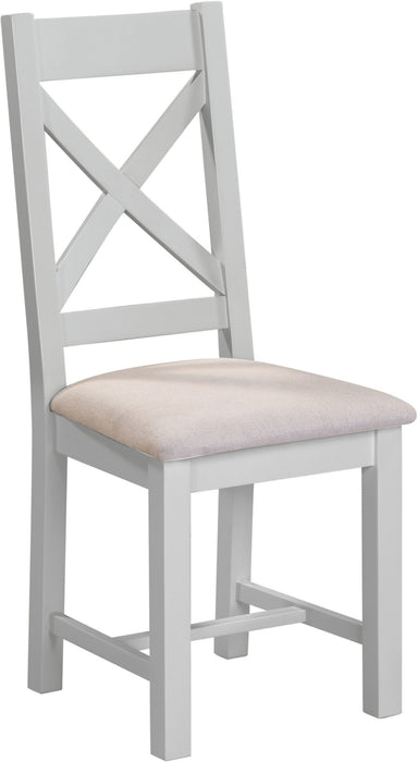 Windsor Cross Back Chair (Box of 2) – Pebble Grey/Oat Fabric