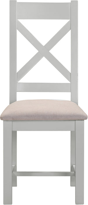 Windsor Cross Back Chair (Box of 2) – Pebble Grey/Oat Fabric
