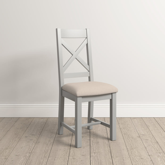 Windsor Cross Back Chair (Box of 2) – Pebble Grey/Oat Fabric