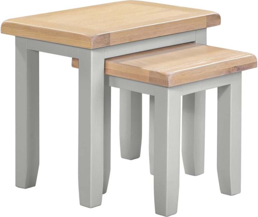 Windsor Nest Of 2 Tables- Pebble Grey/Oak