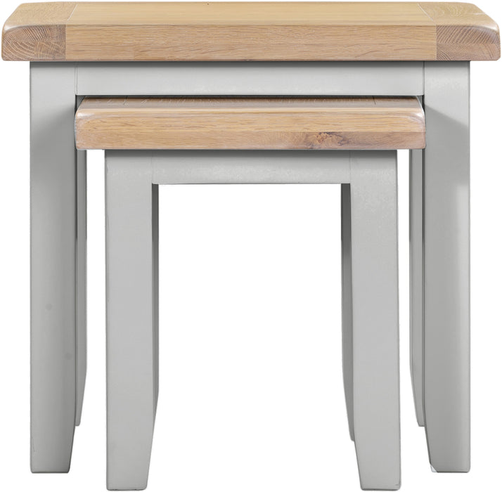 Windsor Nest Of 2 Tables- Pebble Grey/Oak