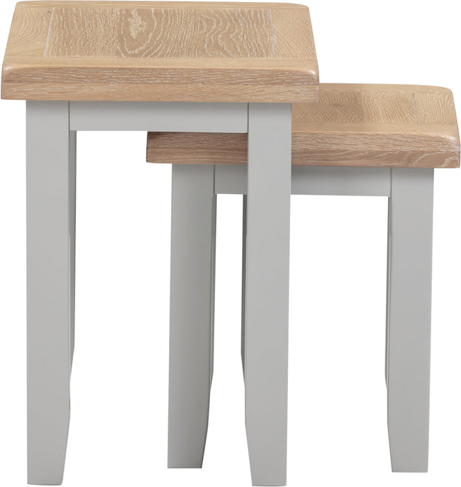 Windsor Nest Of 2 Tables- Pebble Grey/Oak