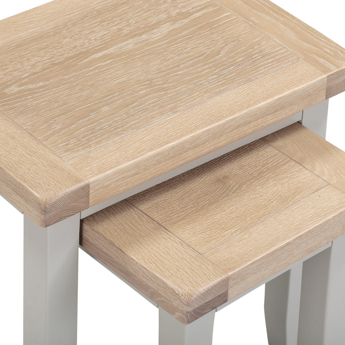 Windsor Nest Of 2 Tables- Pebble Grey/Oak