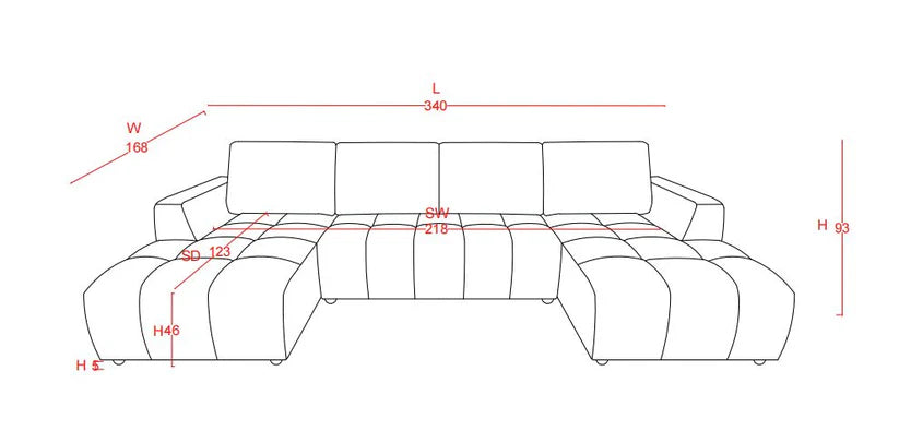 Shanghai Luxury U Shape Corner Sofabed