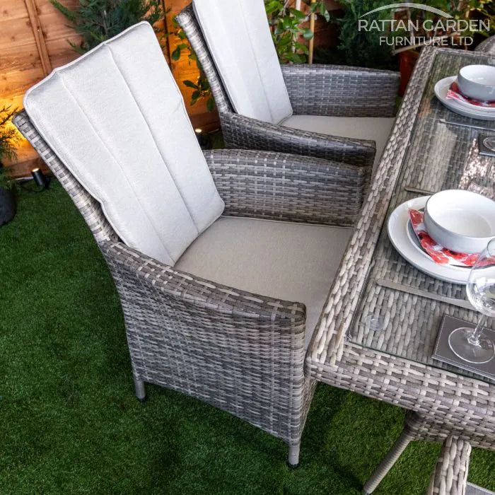 Rattan Champagne Atlanta Rectangular 6 Seat Dining Set