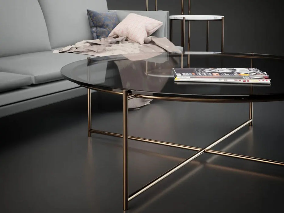 Small Round Coffee Table Frame With Marble Top-Cheshire Furniture Outlet