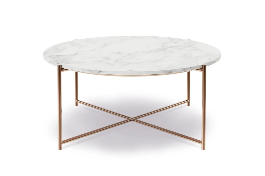 Small Round Coffee Table Frame With Marble Top-Cheshire Furniture Outlet