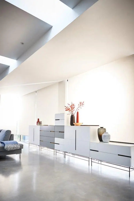 Door & Drawer Combination Sideboard White & Dark Chrome Accent-Cheshire Furniture Outlet
