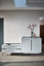 Door & Drawer Combination Sideboard White & Dark Chrome Accent-Cheshire Furniture Outlet