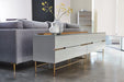 Alberto Two Drawer Low Sideboard With White & Brass Accent Sideboard-Cheshire Furniture Outlet