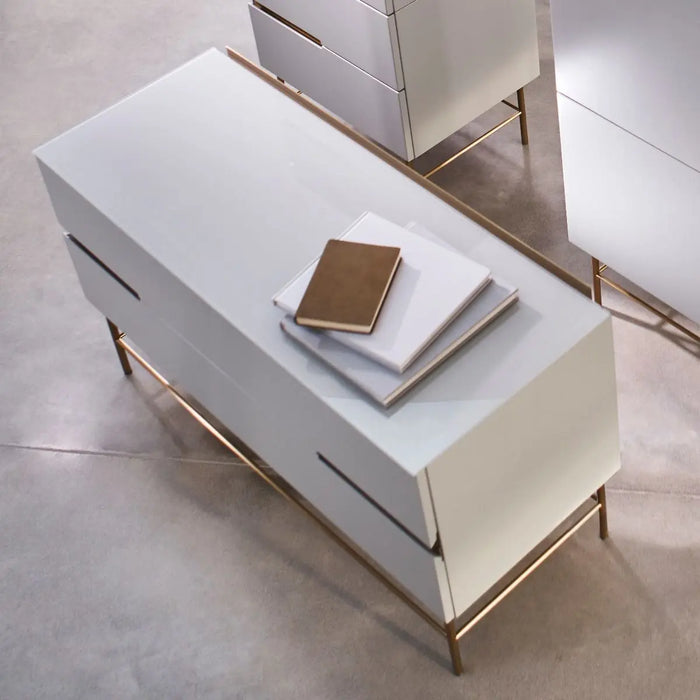 Alberto Wide Chests Of Two Drawer White Matt Lacquer-Cheshire Furniture Outlet