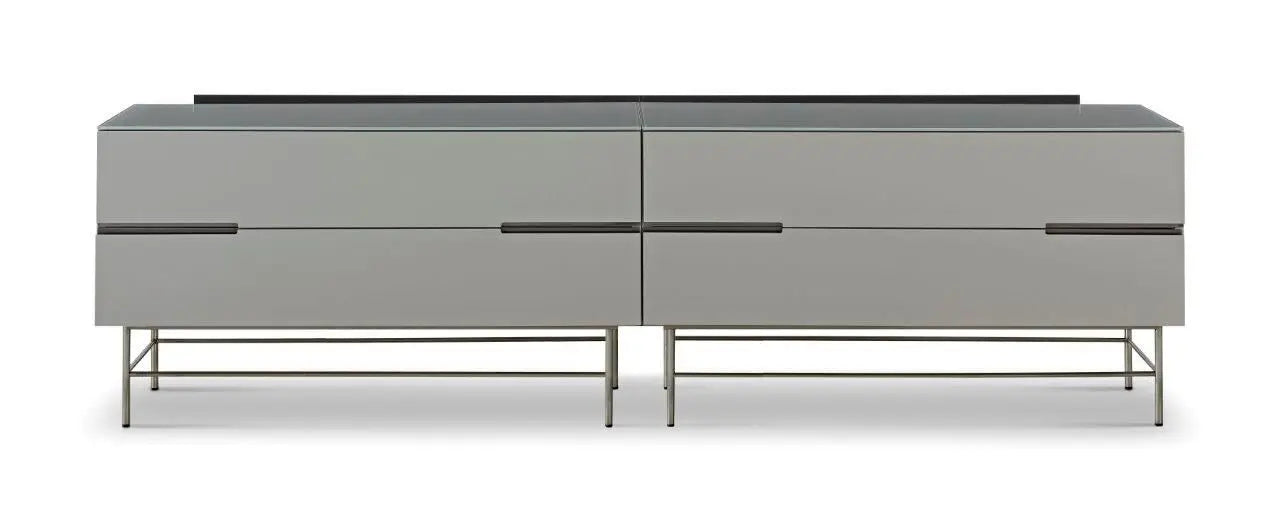Alberto Two Drawer Low Sideboard With White & Brass Accent Sideboard-Cheshire Furniture Outlet